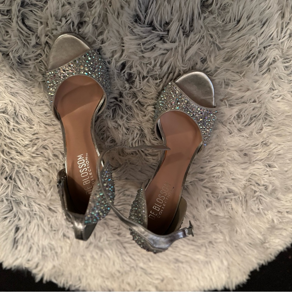 Women's Silver Glitter Heels